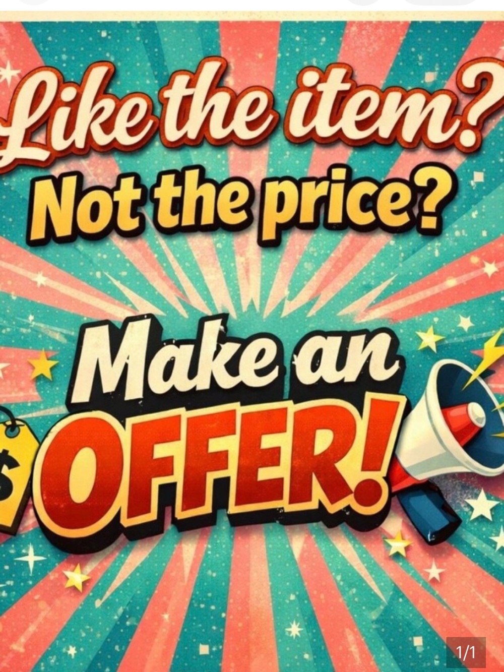 'Make an Offer' Retro Pop Art Sign - Bright Multicolor